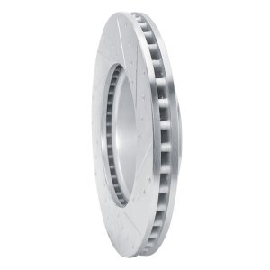 Cadillac CT6 Brake Rotor (1) - Front Left - R1 Concepts - Drilled & Slotted - Silver - `14-`20